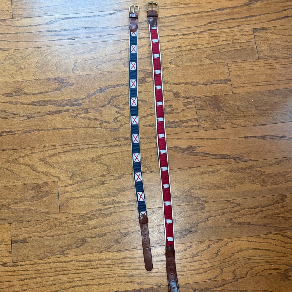 2 Stylish Alabama Belts with Colorful Patterns of state and state flag